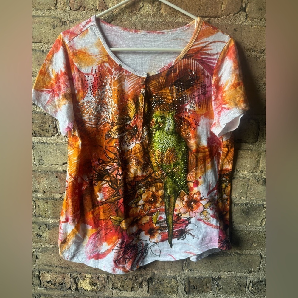 Colorful Parrot Print Women's Top
